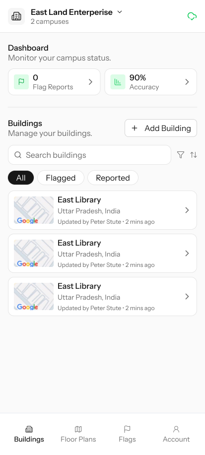 Space change reporting form with priority levels